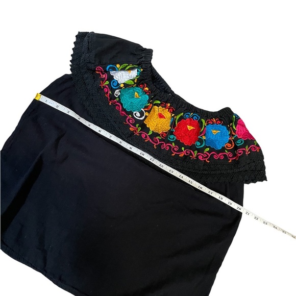 Black Embroidered Peasant Blouse - Picture 6 of 6